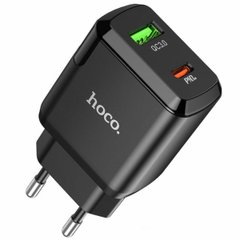 Мережевий зарядний пристрій HOCO N5 Favor dual port PD20W+QC3.0 charger Black 6931474738899