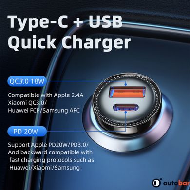 Автомобільний зарядний пристрій Essager Sunset Type-C to Lightning 20W USB Charging Cable black (ECC2Q-WL0A)