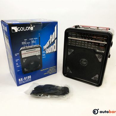 Радіоприймач RX-9100 USB+SD Радіо з ліхтарем Golon