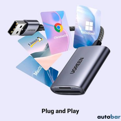 Картрідер UGREEN CM401 USB-A to SD/TF Memory Card Reader Alu Case(UGR-80887)