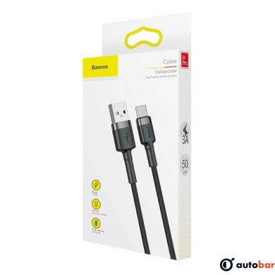 Кабель Baseus Cafule Cable USB For Type-C 3A 1m Gray+Black CATKLF-BG1