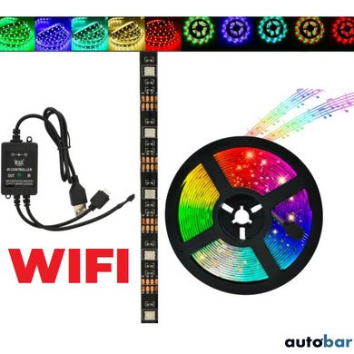 Світлодіодна стрічка SMD 5050 RGB LED 5 м IP65 з bluetooth wifi контролем. USB підключення