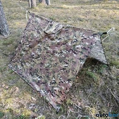 Якісний дощовик пончо (плащ-палатка) мультикам тактичний зміцнений камуфляж ws89444