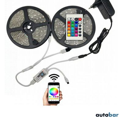 Світлодіодна стрічка SMD 5050 RGB LED 5 м IP65 з bluetooth wifi контролем. USB підключення