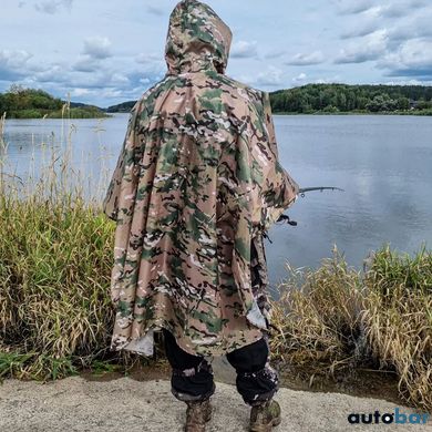 Якісний дощовик пончо (плащ-палатка) мультикам тактичний зміцнений камуфляж ws89444