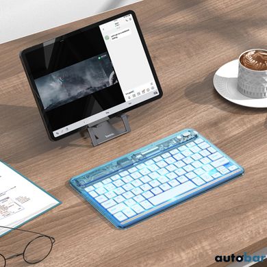 Клавіатура HOCO S55 Transparent Discovery edition wireless BT keyboard(English version) Ice Blue Mist