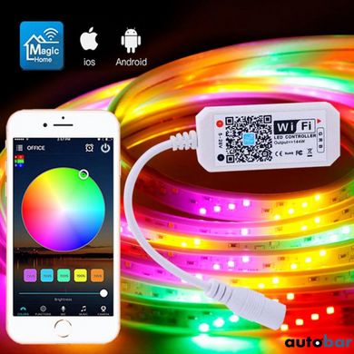 Світлодіодна стрічка SMD 5050 RGB LED 5 м IP65 з bluetooth wifi контролем. USB підключення