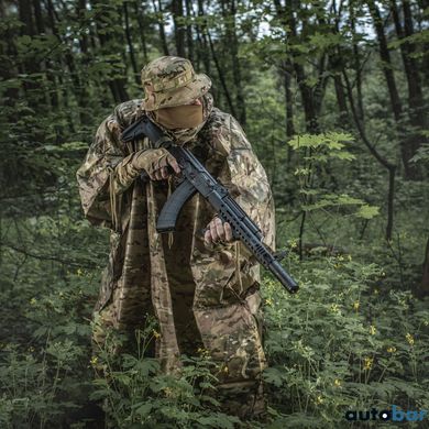 Якісний дощовик пончо (плащ-палатка) мультикам тактичний зміцнений камуфляж ws89444