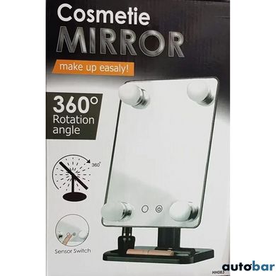 Настільне дзеркало для макіяжу Cosmetie mirror 360 Rotation Angel з підсвічуванням. Колір: чорний