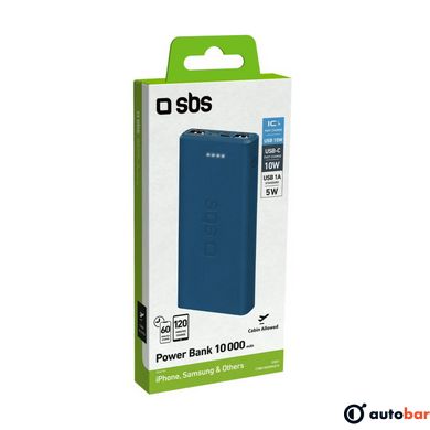 Павербанк (Зовнішній акумулятор) SBS TTBB10000FASTK 10000Mah. Колір: синій