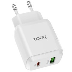 Мережевий зарядний пристрій HOCO N5 Favor dual port PD20W+QC3.0 charger set(Type-C to Type-C) White 6931474738943