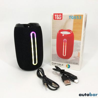 Портативна Bluetooth-колонка TG653 USB з ремінцем, акумуляторна колонка для музики. Колір: чорний ws46367