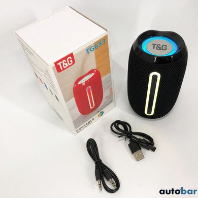 Портативна Bluetooth-колонка TG653 USB з ремінцем, акумуляторна колонка для музики. Колір: чорний ws46367