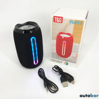 Портативна Bluetooth-колонка TG653 USB з ремінцем, акумуляторна колонка для музики. Колір: чорний ws46367