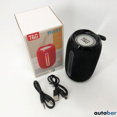 Портативна Bluetooth-колонка TG653 USB з ремінцем, акумуляторна колонка для музики. Колір: чорний ws46367