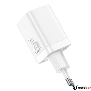 Мережевий зарядний пристрій Baseus Super Si Pro Quick Charger C+U 30W EU White