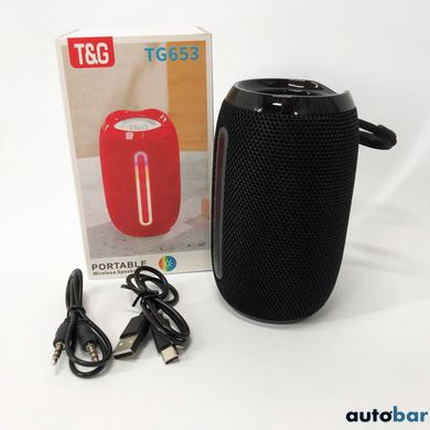 Портативна Bluetooth-колонка TG653 USB з ремінцем, акумуляторна колонка для музики. Колір: чорний ws46367