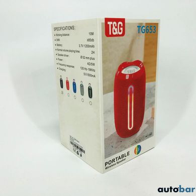 Портативна Bluetooth-колонка TG653 USB з ремінцем, акумуляторна колонка для музики. Колір: чорний ws46367