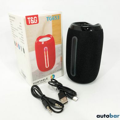 Портативна Bluetooth-колонка TG653 USB з ремінцем, акумуляторна колонка для музики. Колір: чорний ws46367