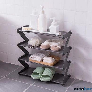 Полиця для взуття органайзер компактний стійка складана Shoe Rack YH 8802 зберігання речей та взуття 4 полиці. Колір: сірий