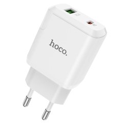Мережевий зарядний пристрій HOCO N5 Favor dual port PD20W+QC3.0 charger White 6931474738905