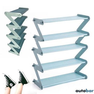 Полиця для взуття органайзер компактний стійка складана Shoe Rack YH 8802 зберігання речей та взуття 5 полиці. Колір: блакитний