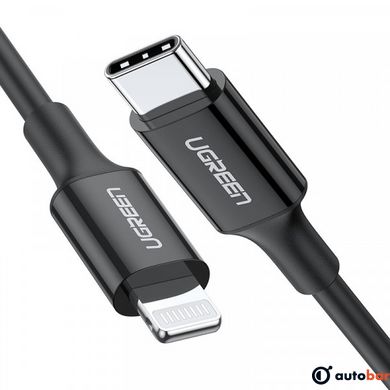 Кабель Ugreen USB 2.0 Type-C M-Lightning M, 1 м, 3A, Nickel Plating ABS Shell Чорний, US171 (60751)