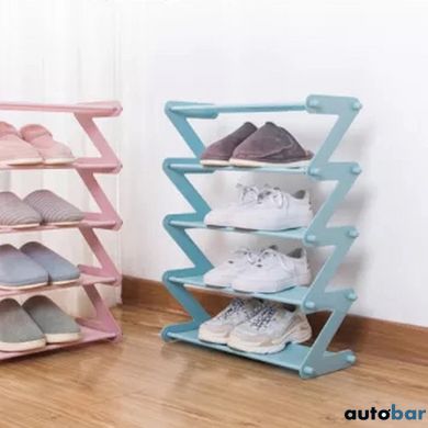 Полиця для взуття органайзер компактний стійка складана Shoe Rack YH 8802 зберігання речей та взуття 5 полиці. Колір: блакитний