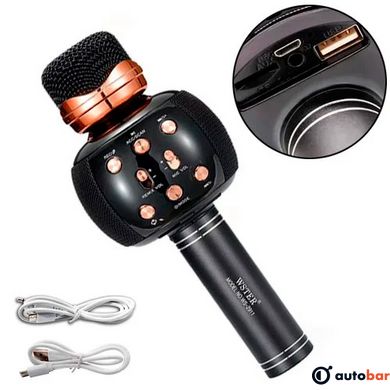 Бездротовий мікрофон караоке блютуз WSTER WS-2911 Bluetooth динамік. Колір: чорний