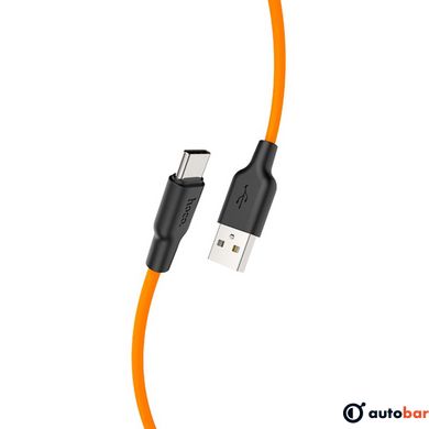 Кабель HOCO X21 Plus USB to Type-C 3A, 1m, silicone, silicone connectors, Black+Orange 6931474711953