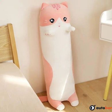 М'яка плюшева іграшка Довгий Кіт Батон котейка-подушка 50 см. Колір: рожевий