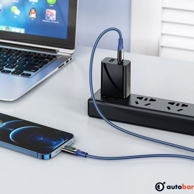 Кабель HOCO S51 USB to Type-C 5A, 1,2m, nylon, zinc+TPE connectors, Blue