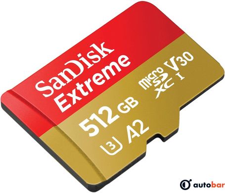 microSDXC (UHS-1 U3) SanDisk Extreme A2 512Gb class 10 V30 (R190MB/s,W130MB/s) (adapter SD)