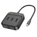 Хаб HOCO HB35 Easy link 4-in-1 100 Mbps Ethernet Adapter(Type-C to USB2.0*3+RJ45)(L=0.2M) Black