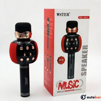 Бездротовий мікрофон караоке блютуз WSTER WS-2911 Bluetooth динамік. Колір: червоний
