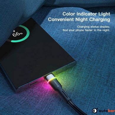 Кабель Essager Colorful LED USB Cable Fast Charging 3A USB-A to Type C 1m black (EXCT-XCD01)