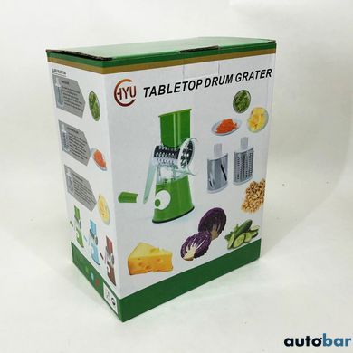 Овочерізка мультислайсер Tabletop Drum Grater Kitchen Master Терка для овочів та фруктів 3 насадки. Колір: блакитний