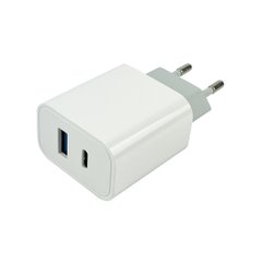Мережевий зарядний пристрій Mibrand MI-15 20W PD + Quick Charger USB-A + USB-C White MIWC/15UCW