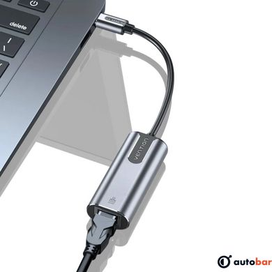 Адаптер Vention USB-C to Gigabit Ethernet Adapter 0.15M Gray Aluminum Alloy Type (CFNHB)