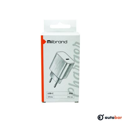 Мережевий зарядний пристрій Mibrand MI-16 20W PD + Quick Charger USB-C White