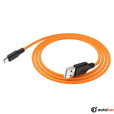 Кабель HOCO X21 Plus USB to Micro 2.4A, 1m, silicone, silicone connectors, Black+Orange