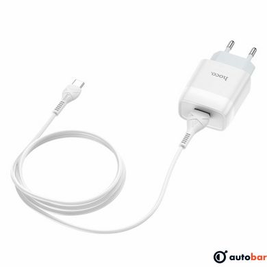 Мережевий зарядний пристрій HOCO C72A Glorious single port charger set(Type-C) White 6931474713018