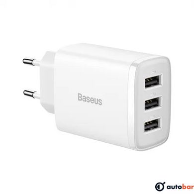 Зарядний пристрій Baseus 3xUSB 17W (USB-A) Білий (CCXJ020102)