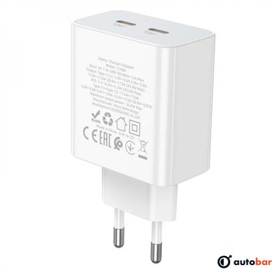 Мережевий зарядний пристрій HOCO C108A Leader PD35W dual port(2C) charger White