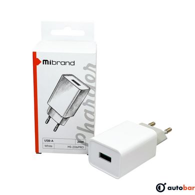 Мережевий зарядний пристрій Mibrand MI-206C Travel Charger USB-A + USB-C White