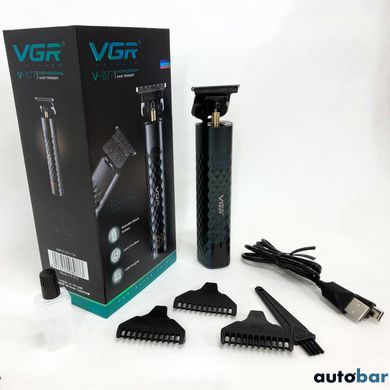 Тример для стрижки волосся, вусів, бороди VGR V-077 з USB зарядкою, корпус метал, триммер бездротовий ws57238