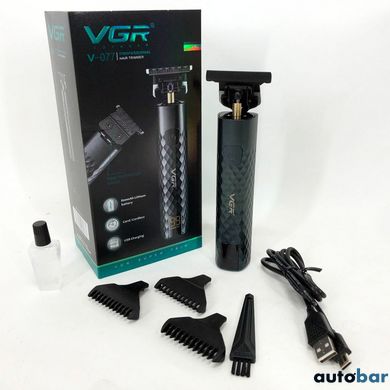 Тример для стрижки волосся, вусів, бороди VGR V-077 з USB зарядкою, корпус метал, триммер бездротовий ws57238