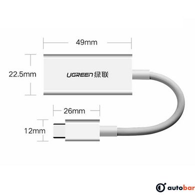 Перехідник USB-C to DisplayPort Adapter MM130 UGREEN Білий 40372