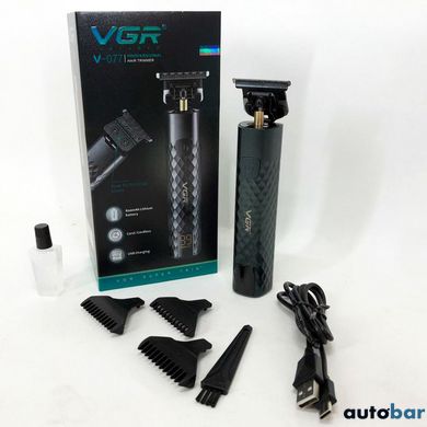 Тример для стрижки волосся, вусів, бороди VGR V-077 з USB зарядкою, корпус метал, триммер бездротовий ws57238