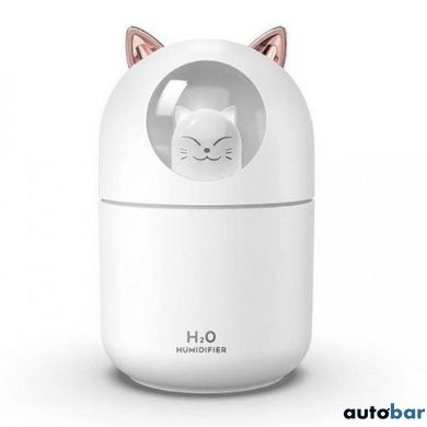 Зволожувач повітря Humidifier H2O Cat USB із котиком на 300мл. Колір: білий